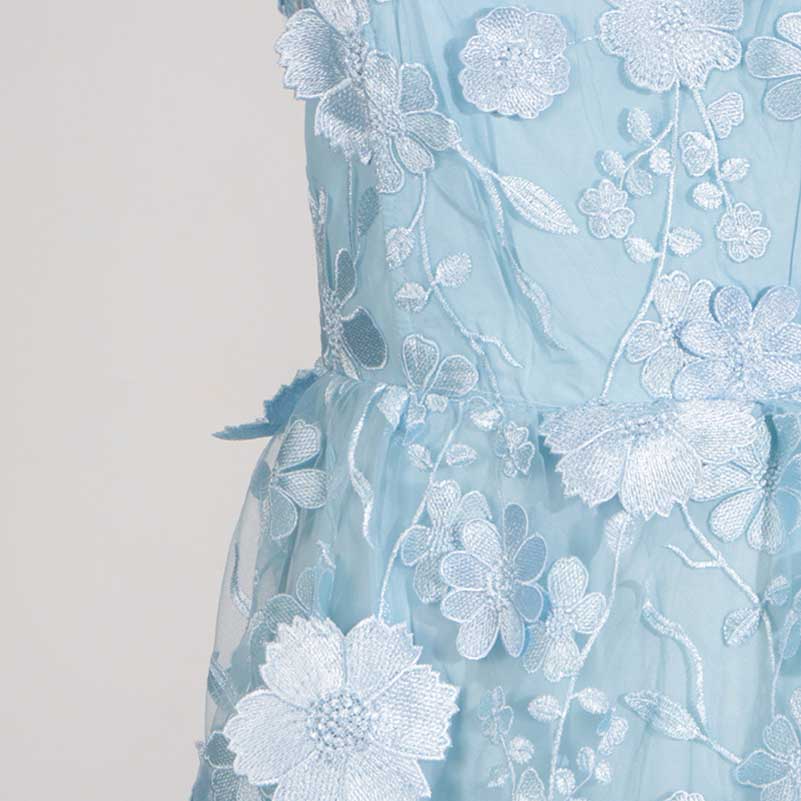 3D Floral Flower Strapless Midi Dress