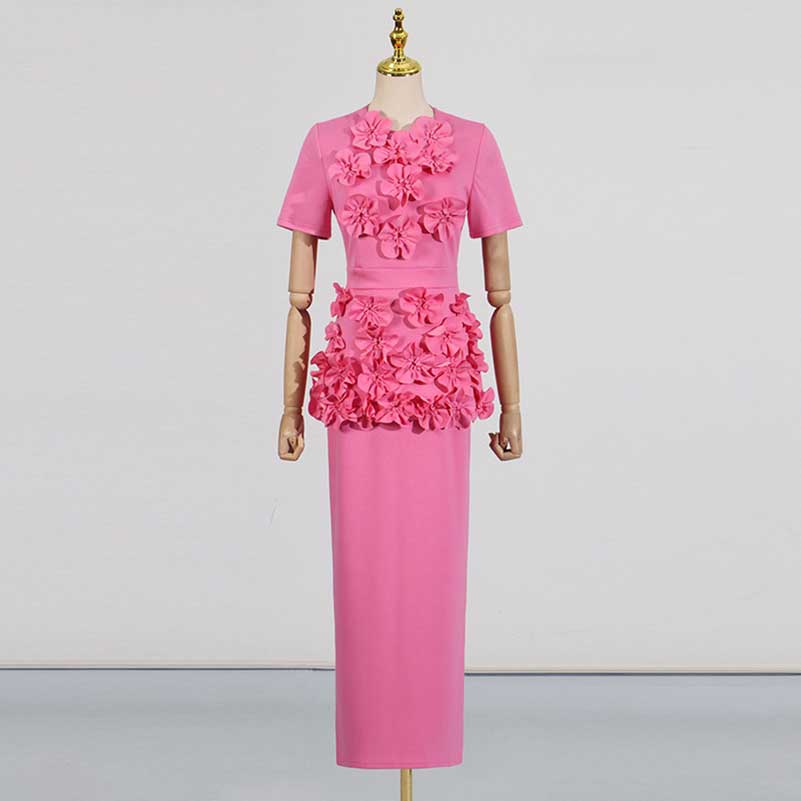 Women's 3D Flower Long Skirt Suit
