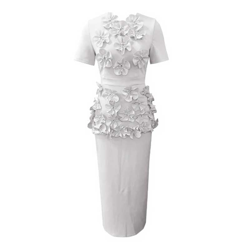 Women's 3D Flower Long Skirt Suit