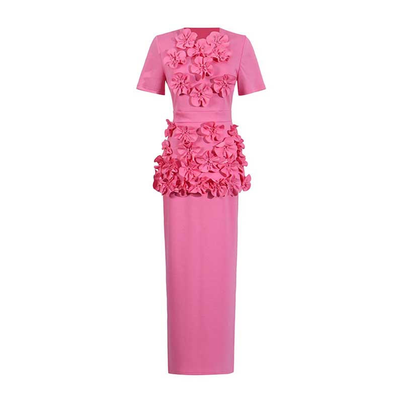 Women's 3D Flower Long Skirt Suit