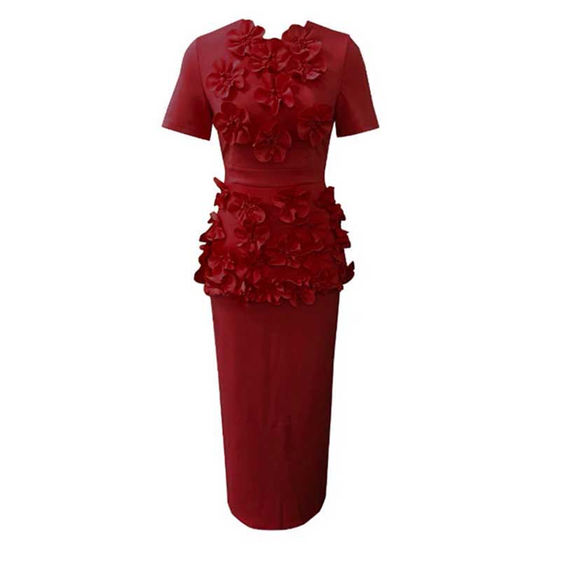 Women's 3D Flower Long Skirt Suit