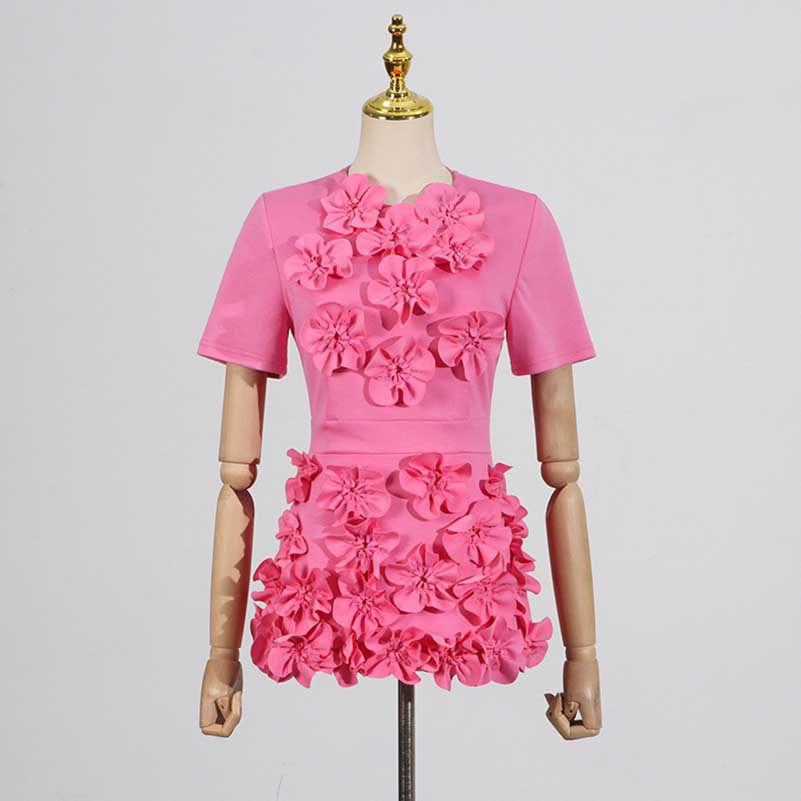 Women's 3D Flower Long Skirt Suit