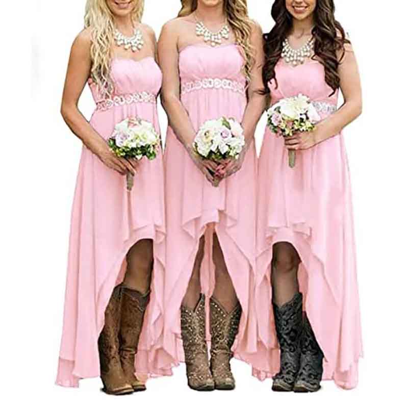 Strapless High Low Bridesmaid Dresses Wedding Party Gowns