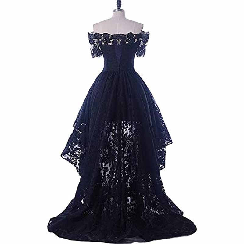 Off Shoulder Prom Dresses High Low Puffy Formal Lace Evening Ball Gowns