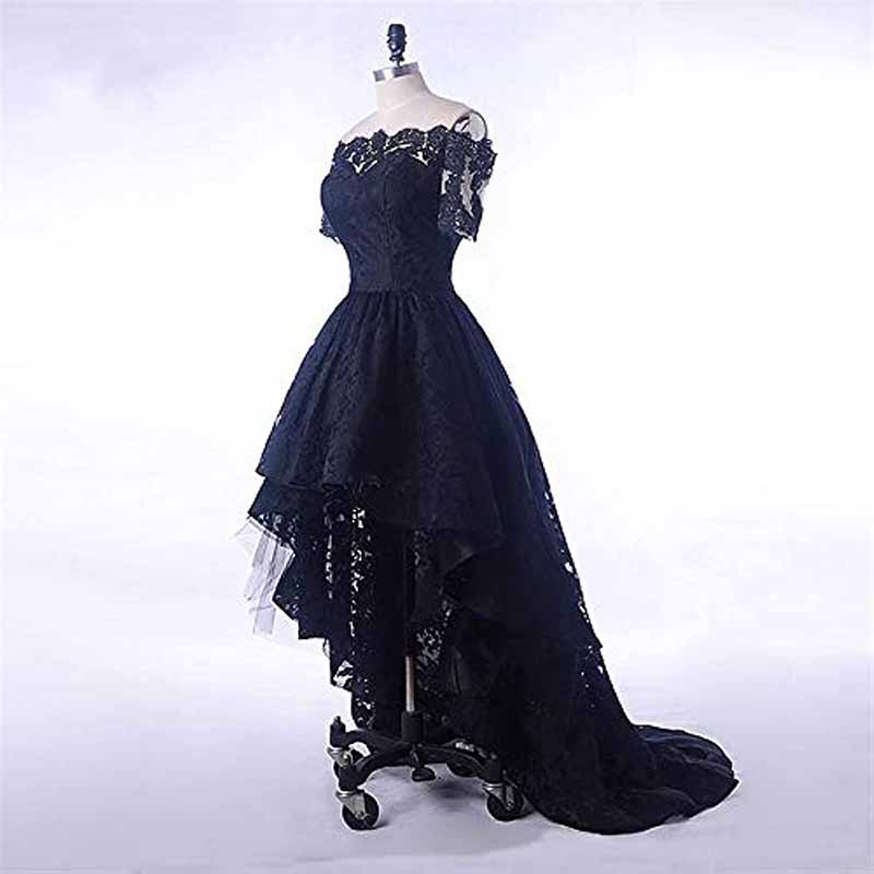 Off Shoulder Prom Dresses High Low Puffy Formal Lace Evening Ball Gowns