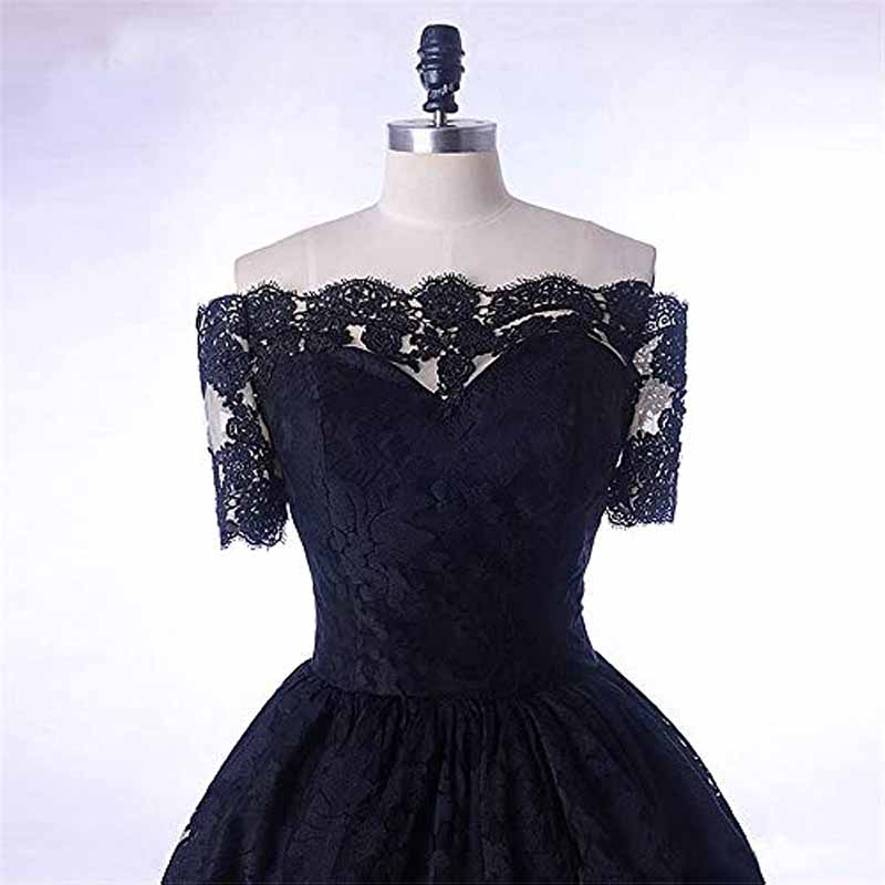 Off Shoulder Prom Dresses High Low Puffy Formal Lace Evening Ball Gowns