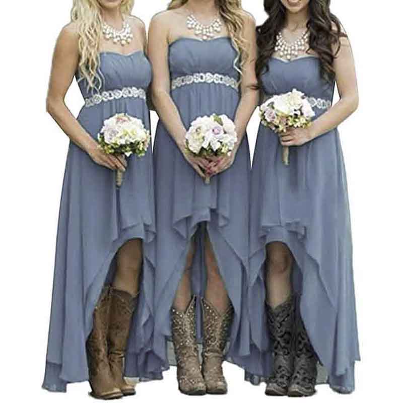 Strapless High Low Bridesmaid Dresses Wedding Party Gowns