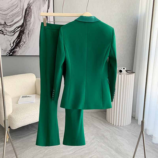 Green Formal Pantsuit for Women – Elegant Suit Outfit for Wedding, Office & Events