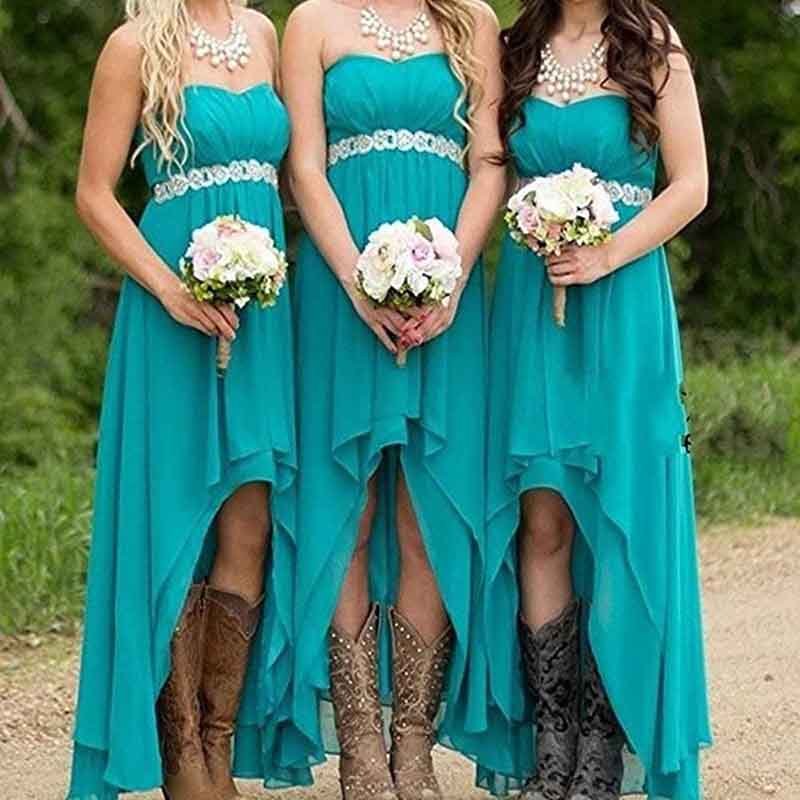 Strapless High Low Bridesmaid Dresses Wedding Party Gowns