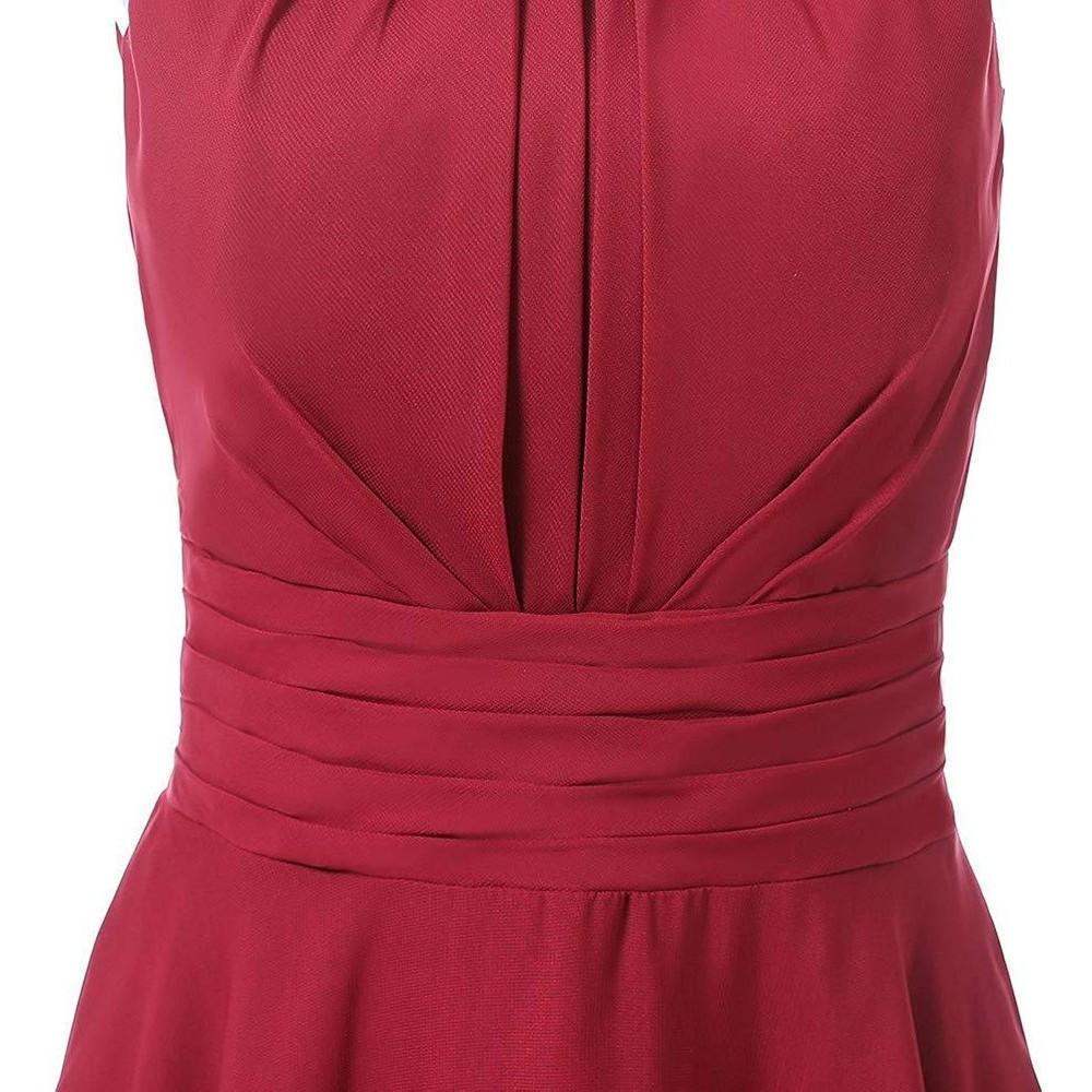 High Low Chiffon Bridesmaid Dress Halter Short Wedding Guest Dress