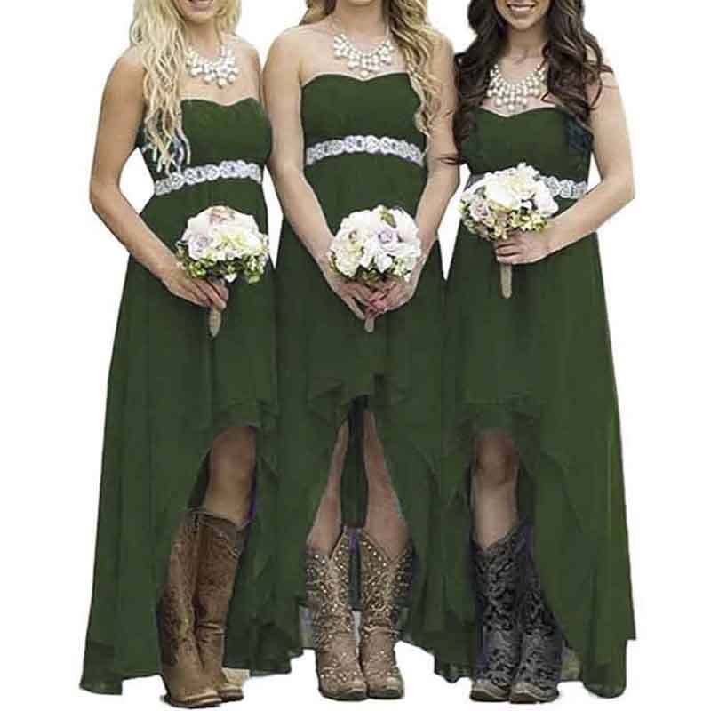 Strapless High Low Bridesmaid Dresses Wedding Party Gowns