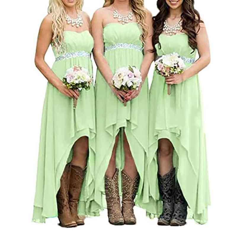 Strapless High Low Bridesmaid Dresses Wedding Party Gowns