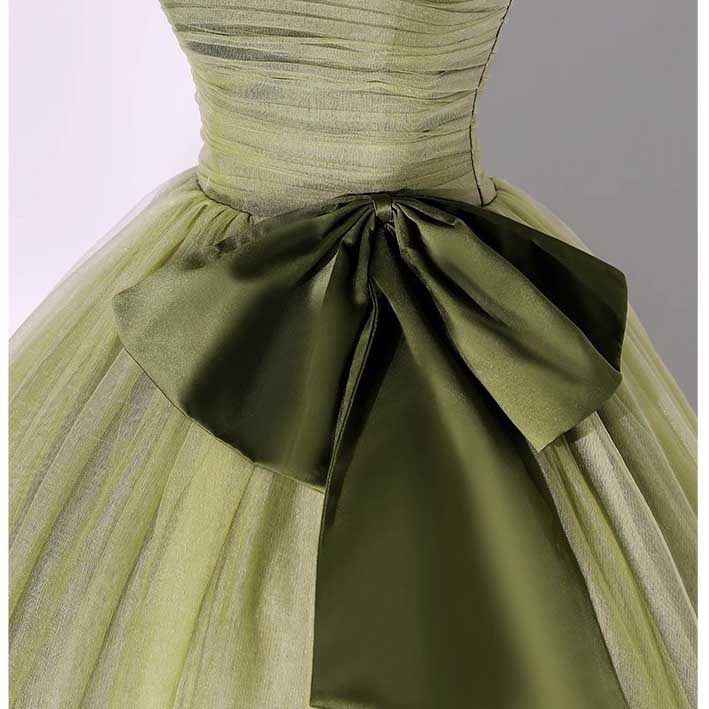 Strapless Tulle Event Dress Long Prom Dress Bow Princess Gown
