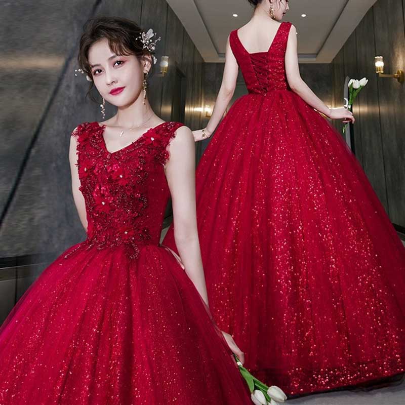 Red Ball Gown Quinceanera Dress Event Princess Dress