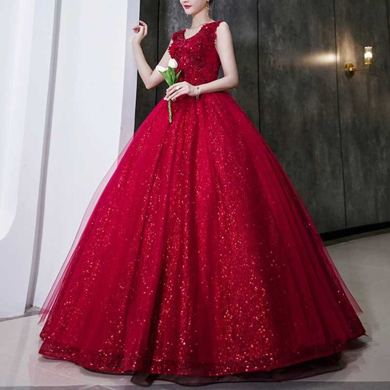 Red Ball Gown Quinceanera Dress Event Princess Dress