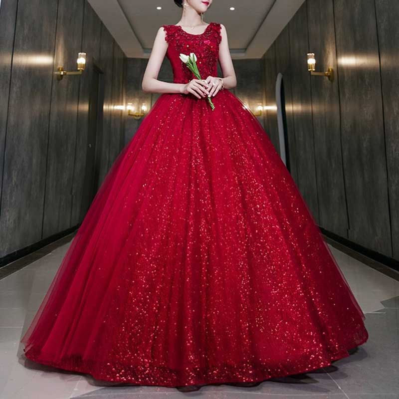 Red Ball Gown Quinceanera Dress Event Princess Dress