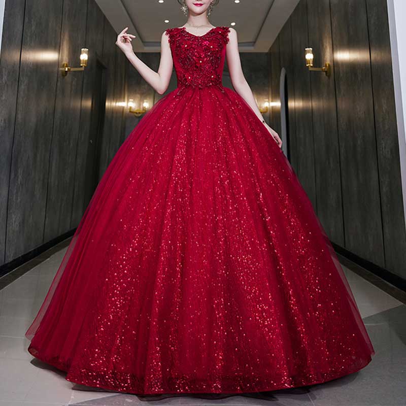 Red Ball Gown Quinceanera Dress Event Princess Dress