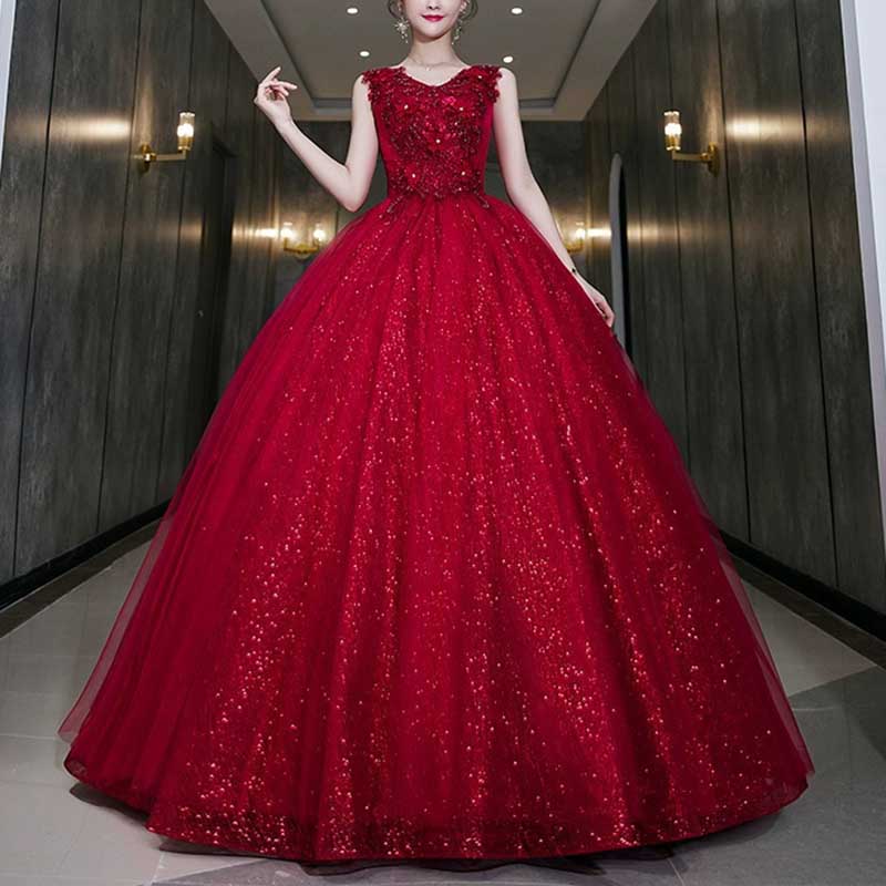 Red Ball Gown Quinceanera Dress Event Princess Dress