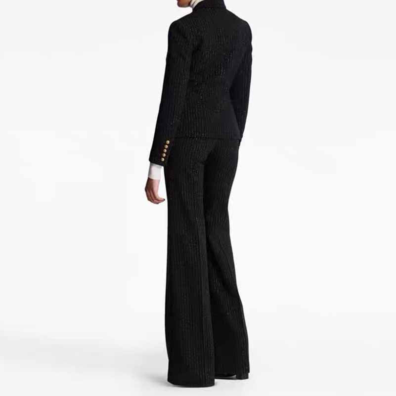 Black Slim Fit Pantsuit Formal Business Suit