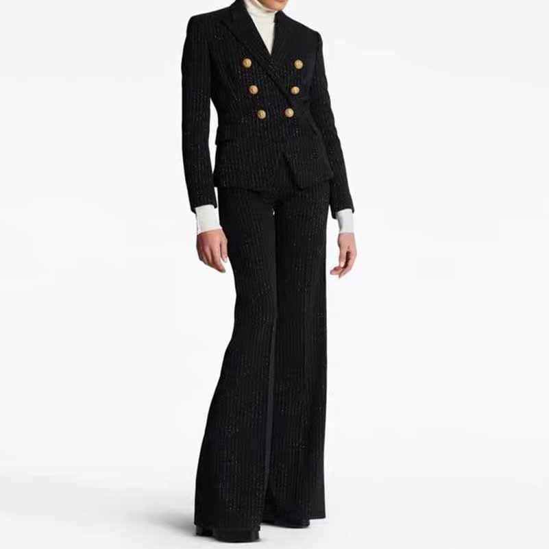 Black Slim Fit Pantsuit Formal Business Suit