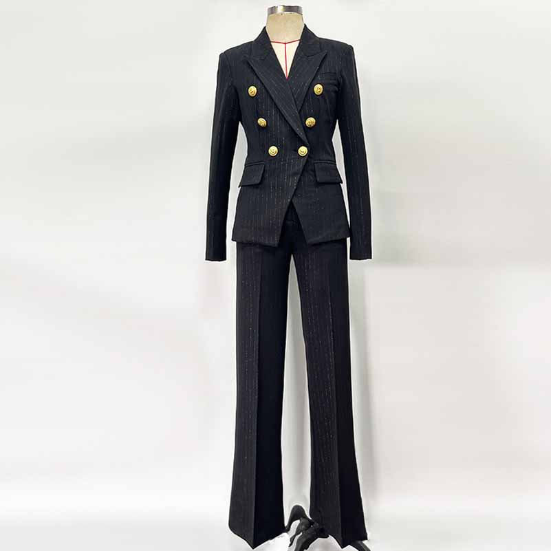 Black Slim Fit Pantsuit Formal Business Suit