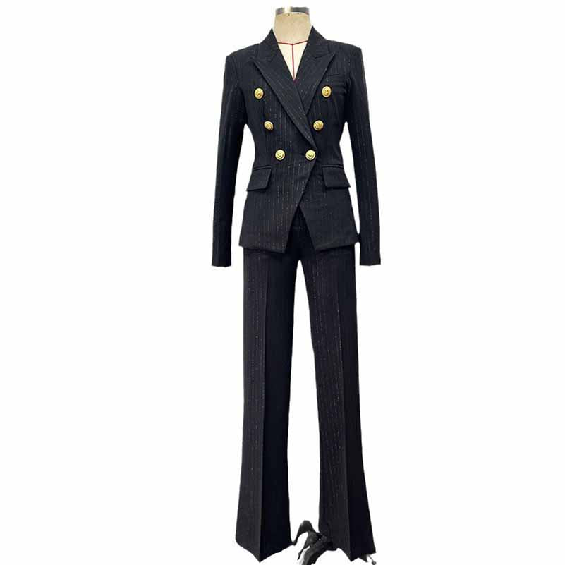 Black Slim Fit Pantsuit Formal Business Suit