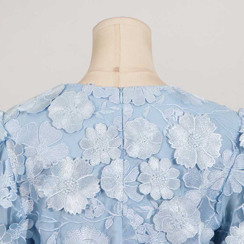 Floral Embroidered Puff Sleeve Mini Dress