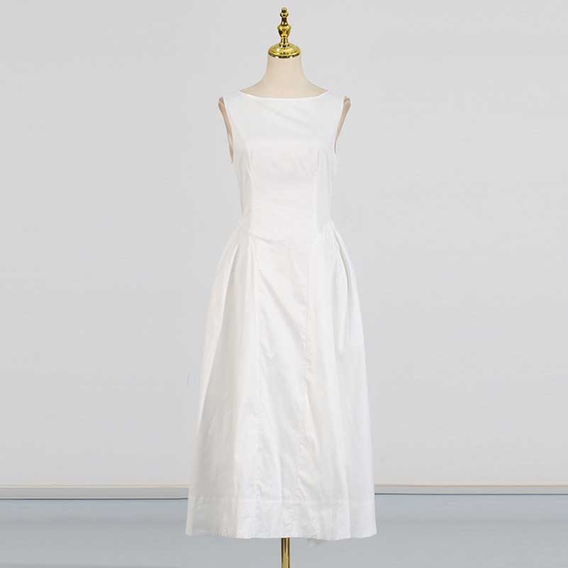 Boat Neck Ruffle Backless Midi Dress