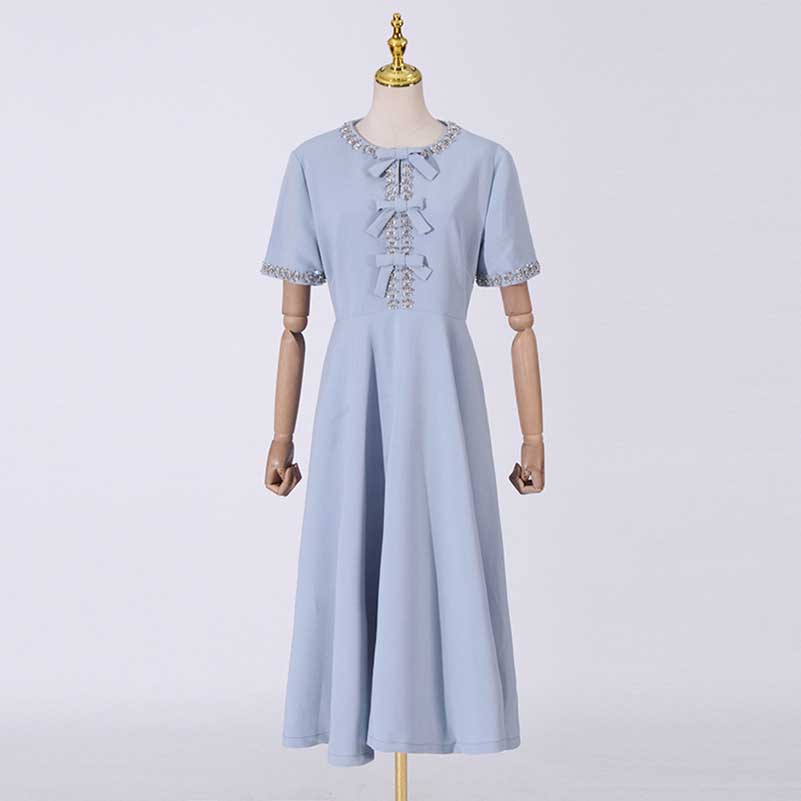 Bow-Detailed Crystal-Trim Midi Dress