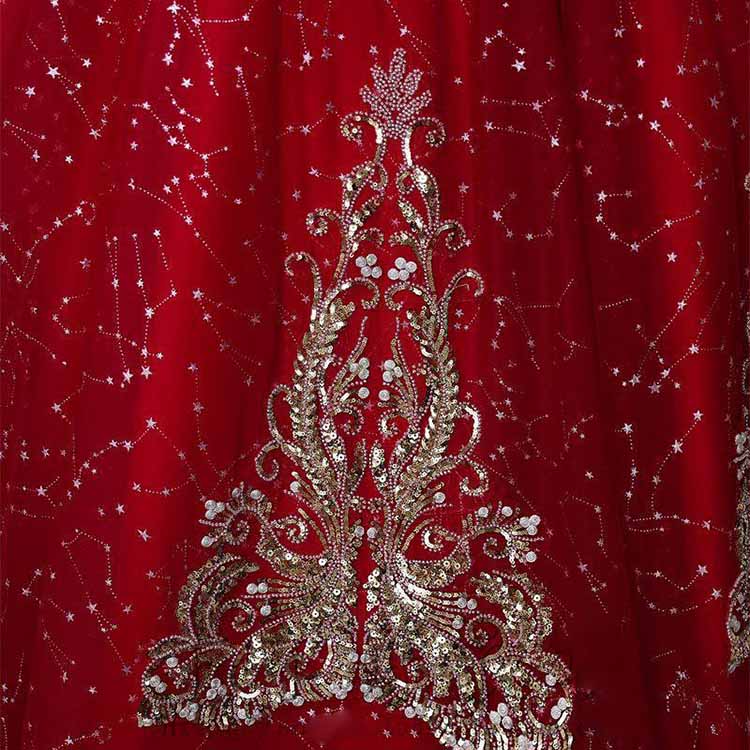 Burgundy Sequin Lace Quinceanera Dress Evening Prom Gown