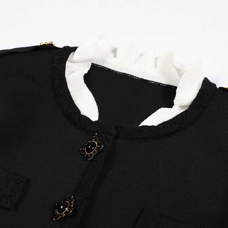 Wide-Leg Pantsuit Black Round-Neck Suit
