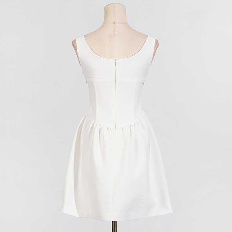 Crystal-Embellished Square-Neck Sleeveless Mini Dress