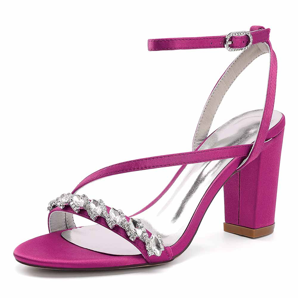 Dress Sandals Chunky Heel Wedding Heels Ankle Straps Shoes With Pearls