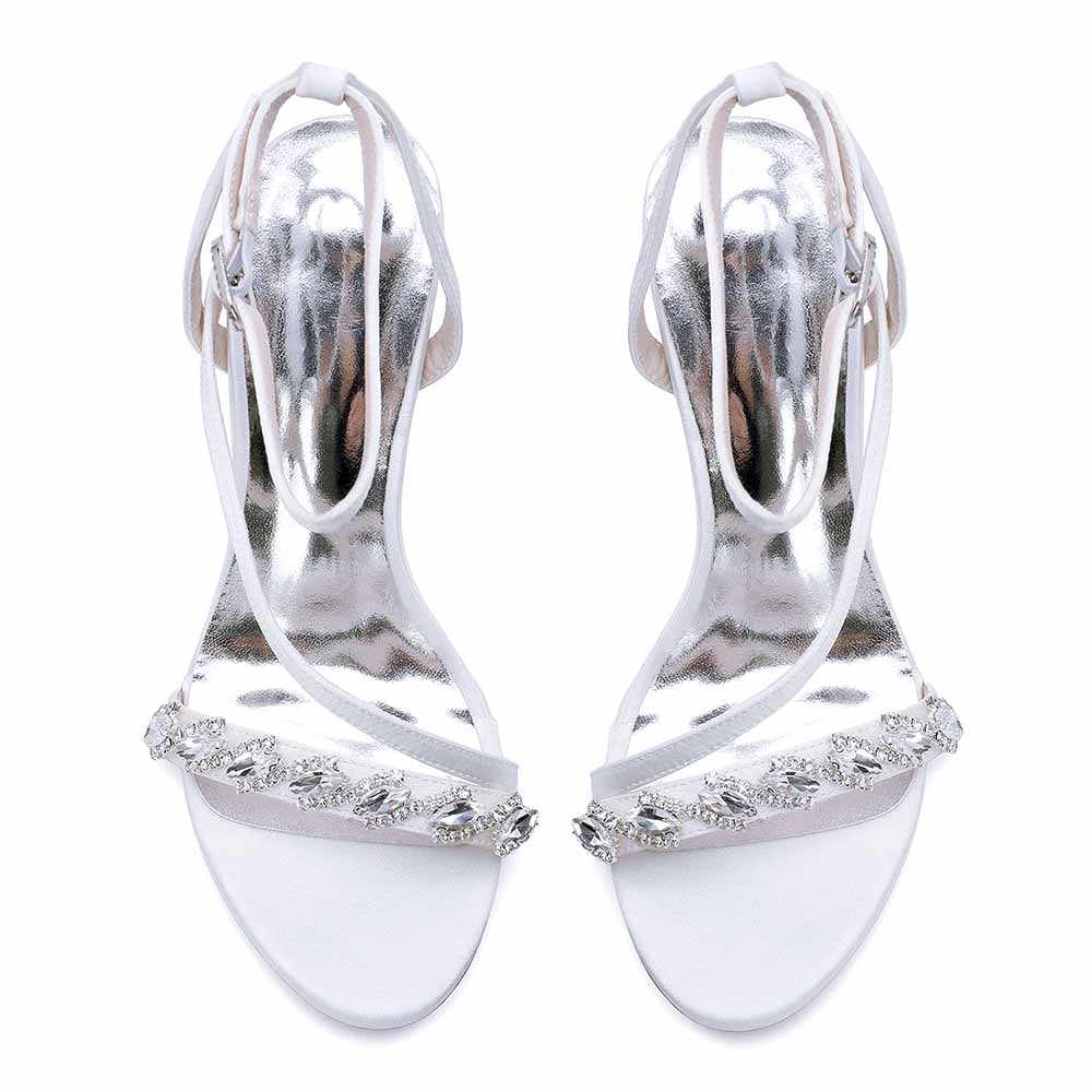 Dress Sandals Chunky Heel Wedding Heels Ankle Straps Shoes With Pearls