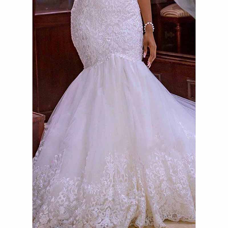 Lace Vintage Beaded Wedding Dress Mermaid Bridal Dress