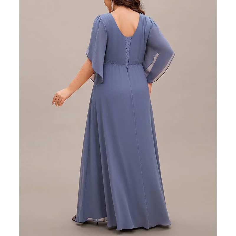 V-Neck Long Chiffon Bridesmaid Dress Breathable, Lightweight & Timeless