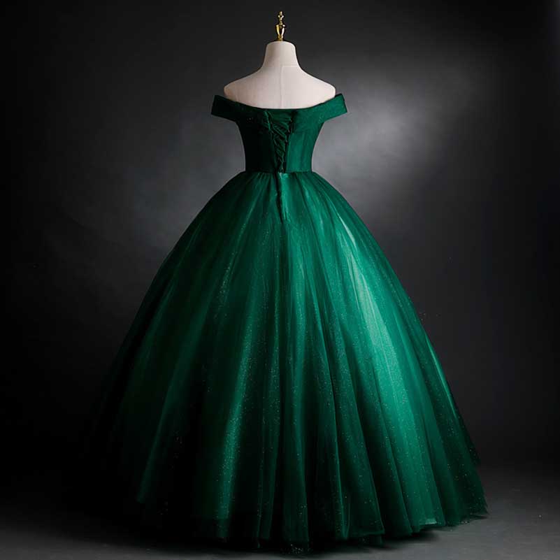 Emerald Green Ball Gown Off Shoulder Ball Gown Dress