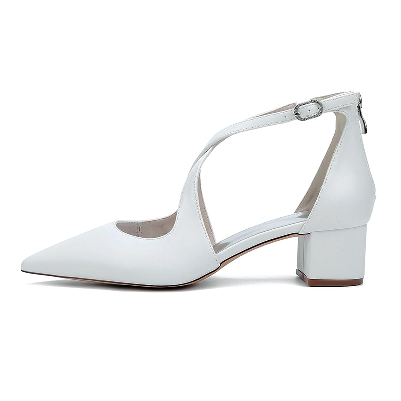 Faux Leather Wedding Shoes Chunky Crossing Straps Dress Shoes
