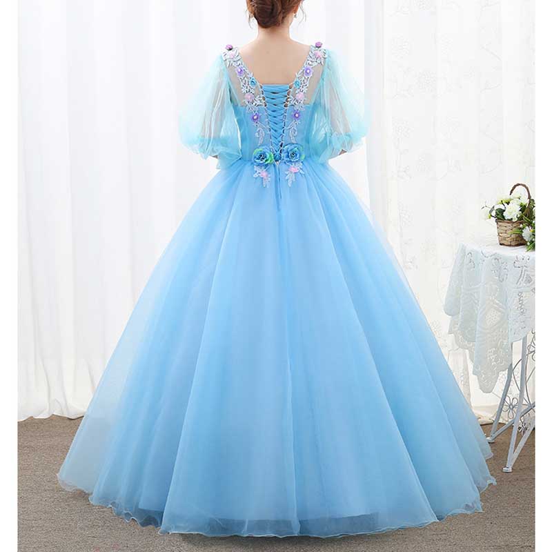 Floral Embroidered Tulle Ball Gown Event Dresses