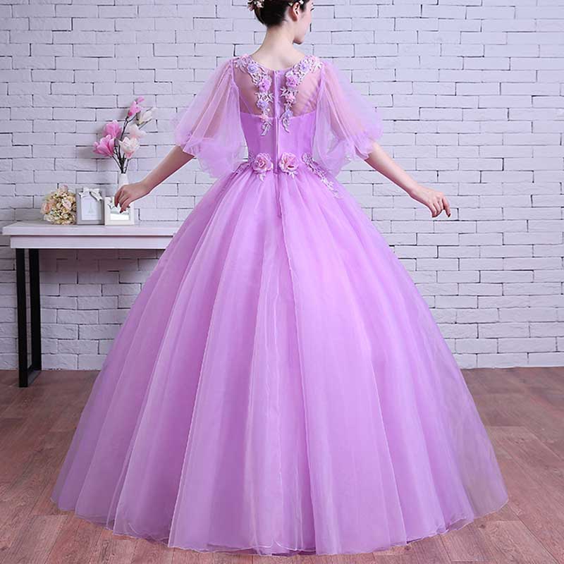 Floral Embroidered Tulle Ball Gown Event Dresses