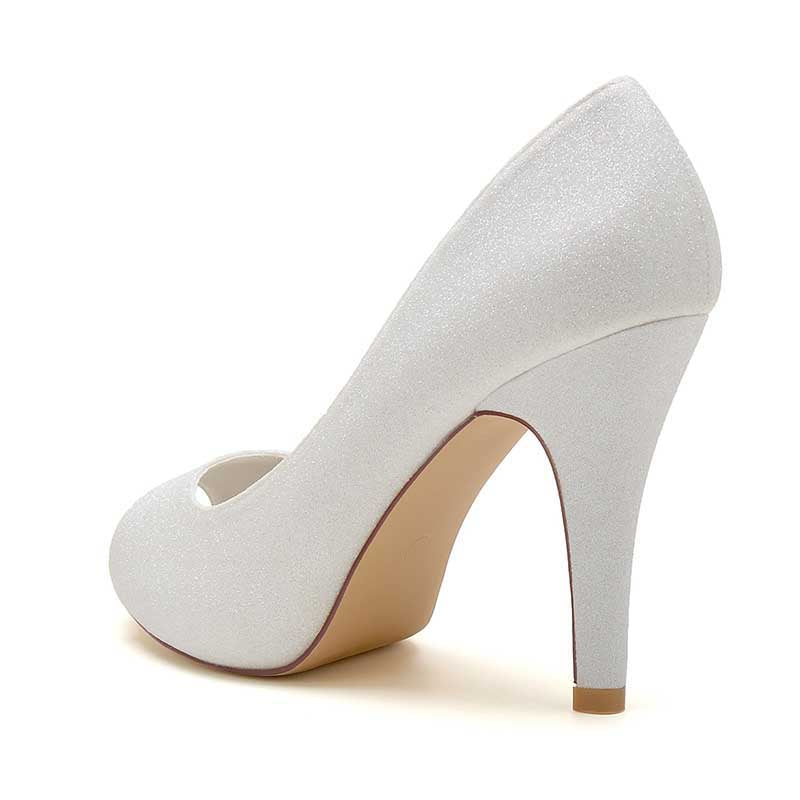 3.94" Glitter Pumps Slip On Peep Platform Wedding Shoes