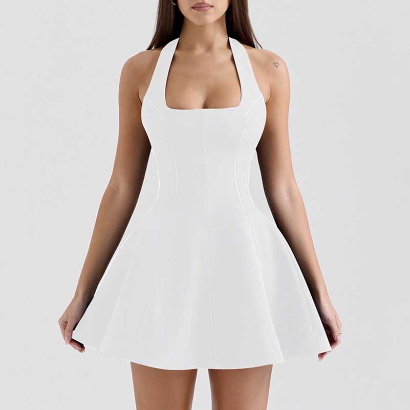 Halter Backless A Line Mini Dress