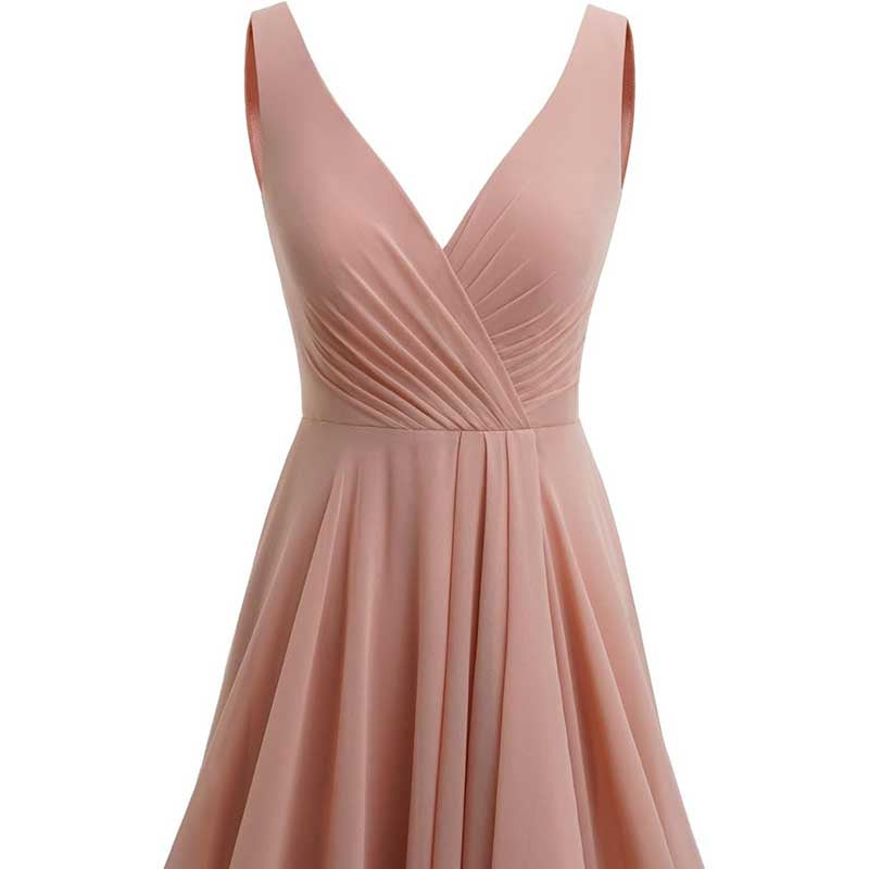 Hi-Lo V Neck Bridesmaid Dresses A-line Formal Evening Gowns with Pockets