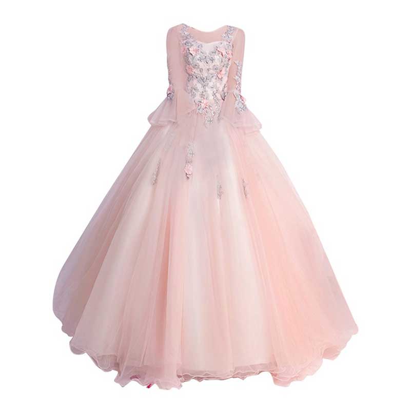 Junior Tulle Prom Dress Pink Wedding Ball Gown