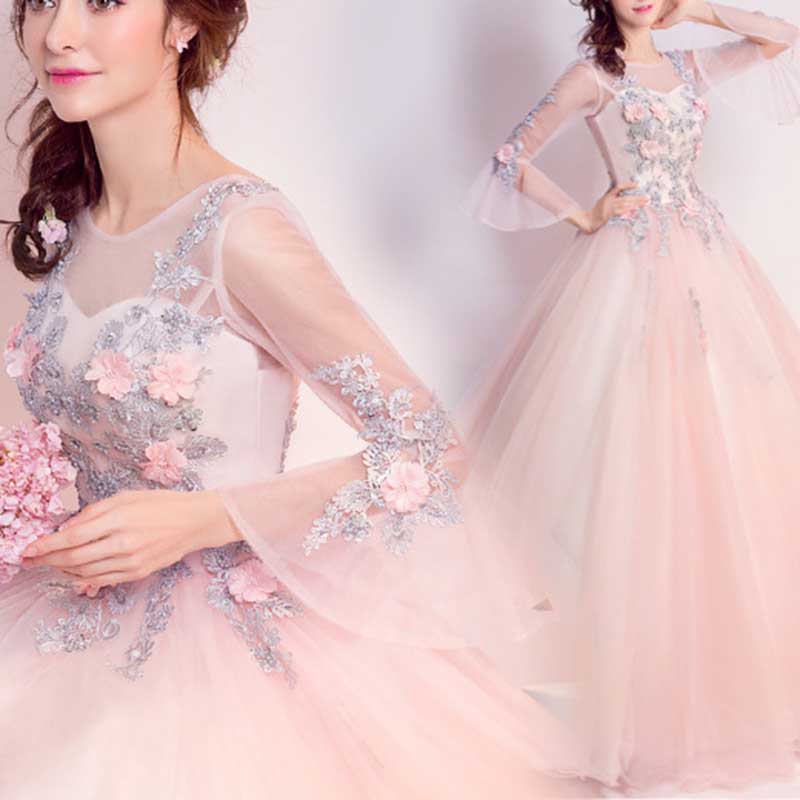 Junior Tulle Prom Dress Pink Wedding Ball Gown