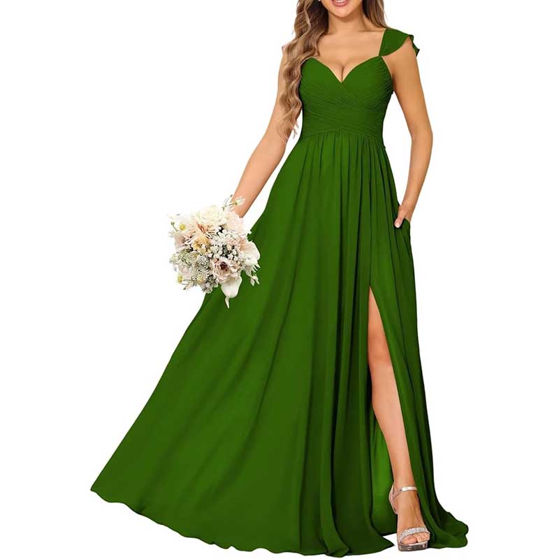 Long Chiffon Bridesmaid Dresses A-line Prom Dresses