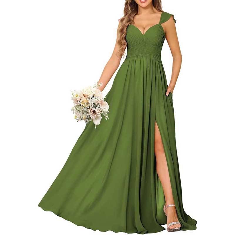 Long Chiffon Bridesmaid Dresses A-line Prom Dresses