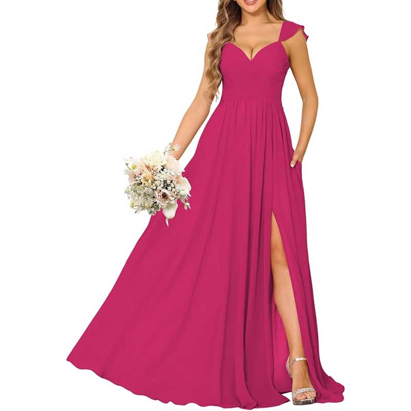 Long Chiffon Bridesmaid Dresses A-line Prom Dresses