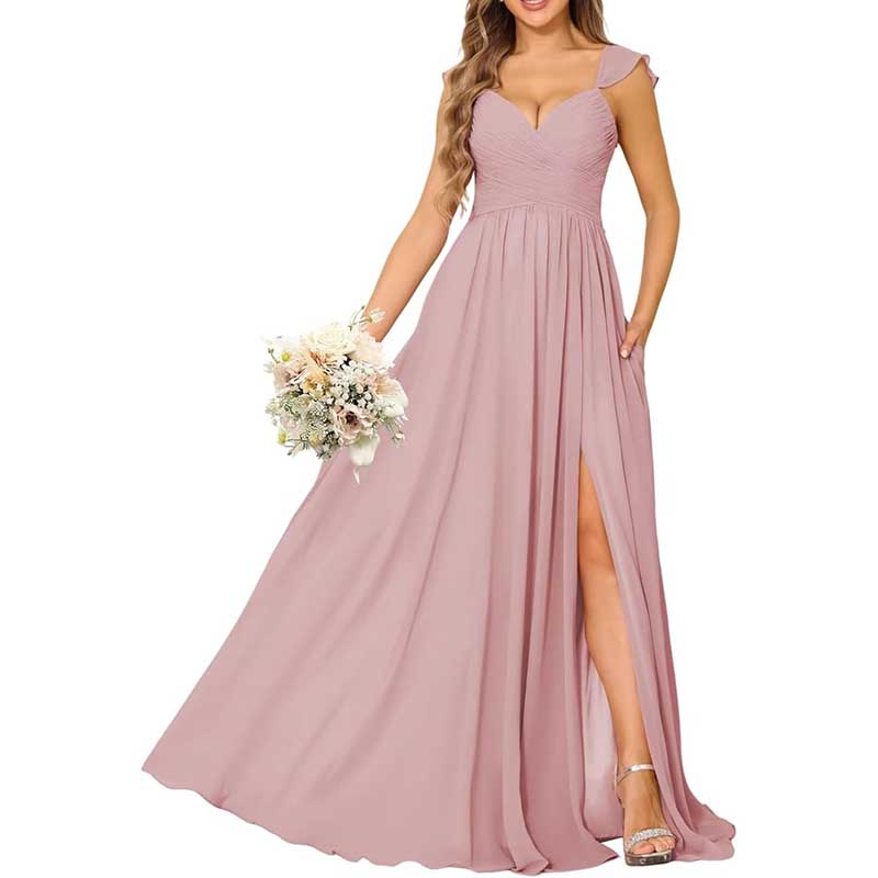 Long Chiffon Bridesmaid Dresses A-line Prom Dresses