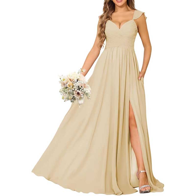 Long Chiffon Bridesmaid Dresses A-line Prom Dresses